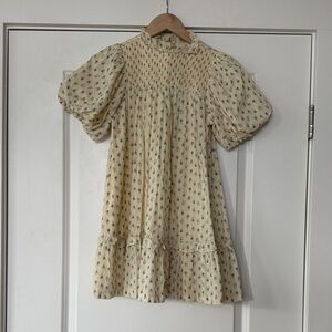 Janie and Jack Soft Yellow Dress with Green and Pink Floral Print